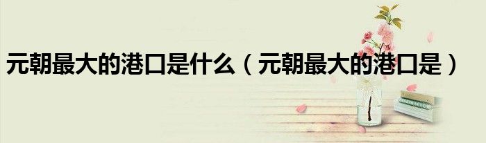 元朝最大的港口是什么（元朝最大的港口是）