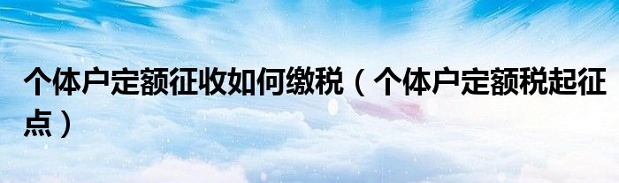 个体户定额征收如何缴税（个体户定额税起征点）