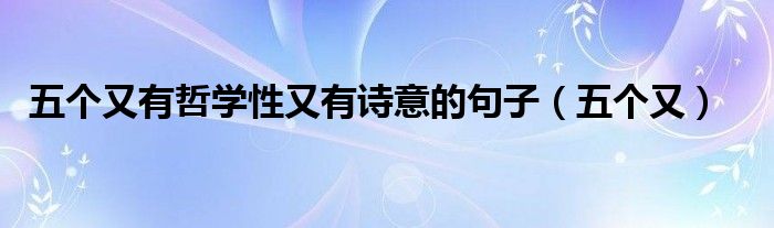 五个又有哲学性又有诗意的句子（五个又）