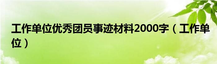 工作单位优秀团员事迹材料2000字（工作单位）