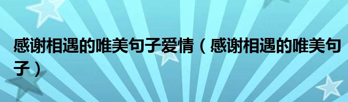 感谢相遇的唯美句子爱情（感谢相遇的唯美句子）