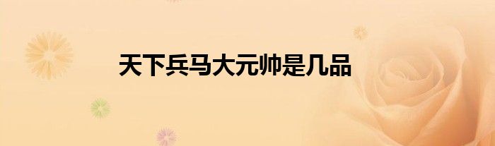 >天下兵马大元帅是几品