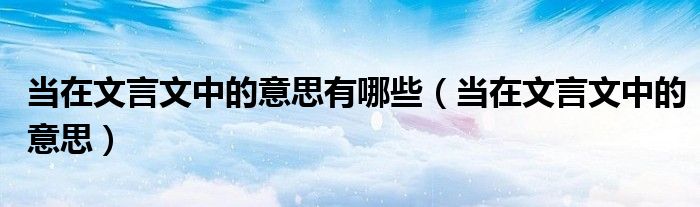 当在文言文中的意思有哪些（当在文言文中的意思）
