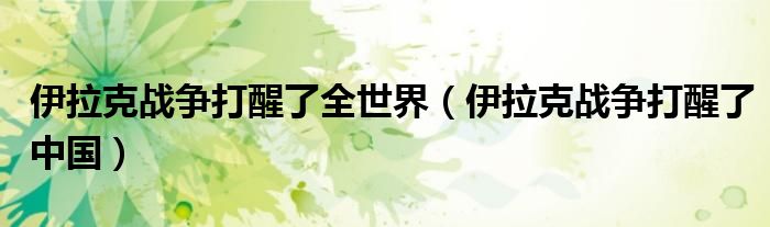 伊拉克战争打醒了全世界（伊拉克战争打醒了中国）