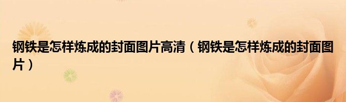 钢铁是怎样炼成的封面图片高清（钢铁是怎样炼成的封面图片）