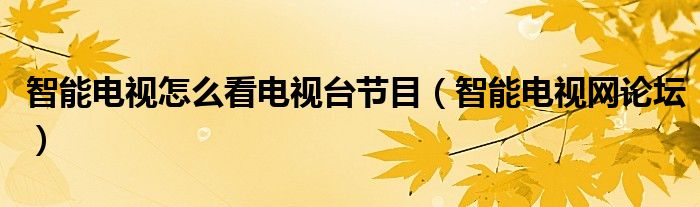 >智能电视怎么看电视台节目（智能电视网论坛）