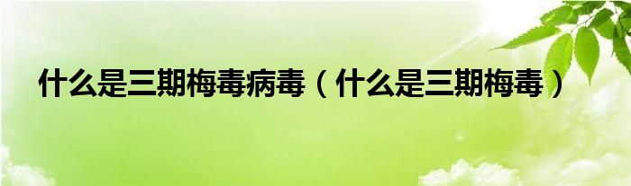 什么是三期梅毒病毒（什么是三期梅毒）