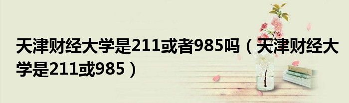 天津财经大学是211或者985吗（天津财经大学是211或985）