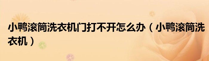 小鸭滚筒洗衣机门打不开怎么办（小鸭滚筒洗衣机）