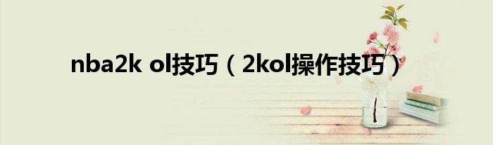 nba2k ol技巧（2kol操作技巧）