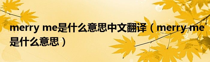 merry me是什么意思中文翻译（merry me是什么意思）