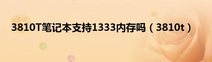 3810T笔记本支持1333内存吗（3810t）