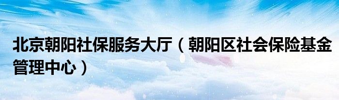 北京朝阳社保服务大厅（朝阳区社会保险基金管理中心）