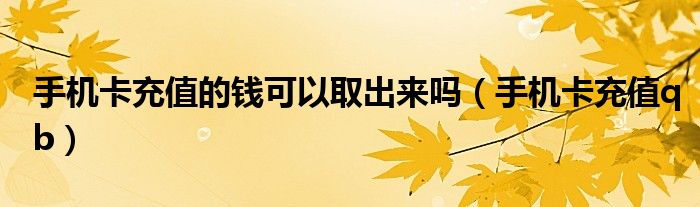 手机卡充值的钱可以取出来吗（手机卡充值qb）