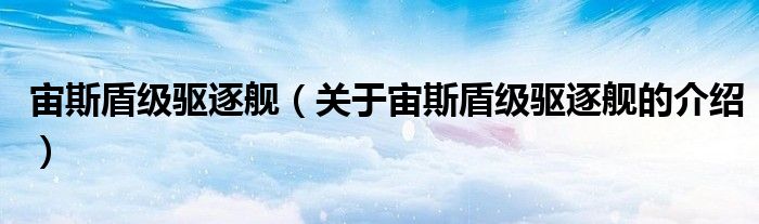 宙斯盾级驱逐舰（关于宙斯盾级驱逐舰的介绍）