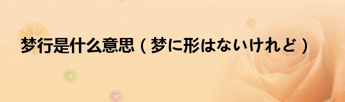 梦行是什么意思（梦に形はないけれど）