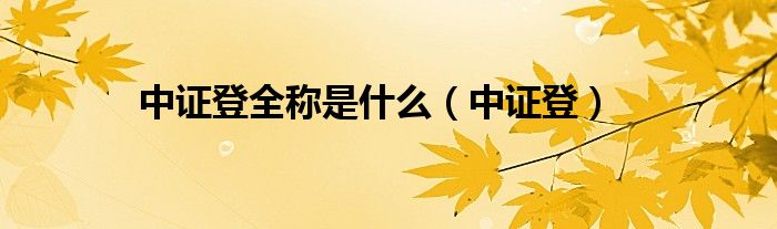 中证登全称是什么（中证登）