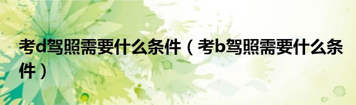 考d驾照需要什么条件（考b驾照需要什么条件）