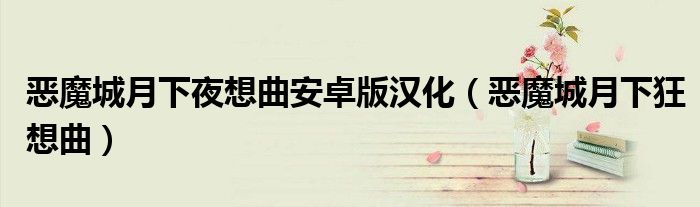 恶魔城月下夜想曲安卓版汉化（恶魔城月下狂想曲）