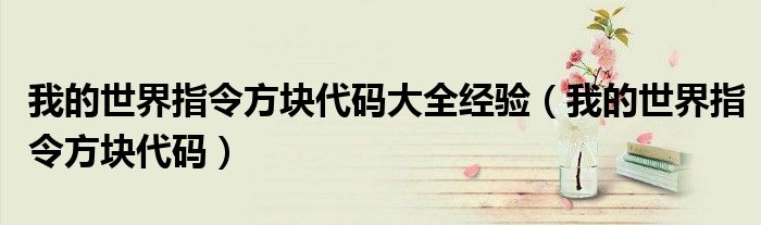 我的世界指令方块代码大全经验（我的世界指令方块代码）