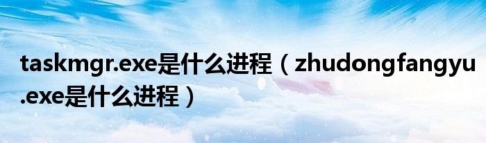 taskmgr.exe是什么进程（zhudongfangyu.exe是什么进程）