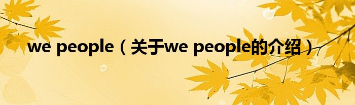 we people（关于we people的介绍）