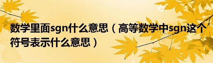 数学里面sgn什么意思（高等数学中sgn这个符号表示什么意思）