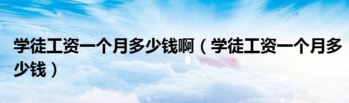 学徒工资一个月多少钱啊（学徒工资一个月多少钱）