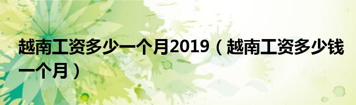 越南工资多少一个月2019（越南工资多少钱一个月）