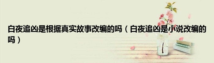 白夜追凶是根据真实故事改编的吗（白夜追凶是小说改编的吗）