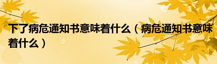 下了病危通知书意味着什么（病危通知书意味着什么）
