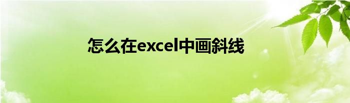 怎么在excel中画斜线