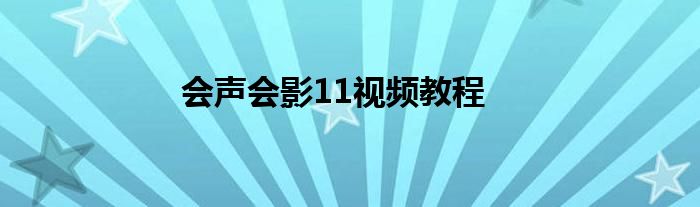 会声会影11视频教程