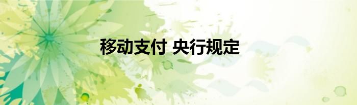 移动支付 央行规定