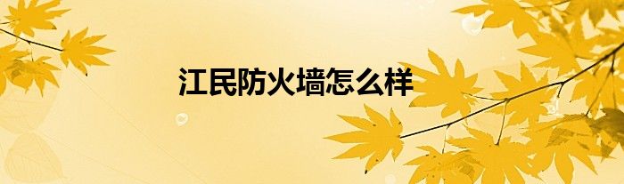 江民防火墙怎么样