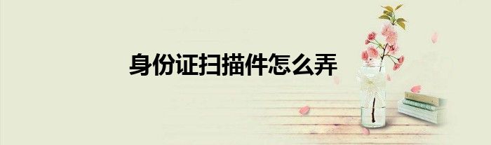 身份证扫描件怎么弄