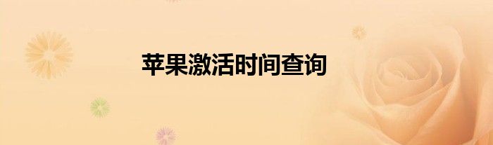 苹果激活时间查询