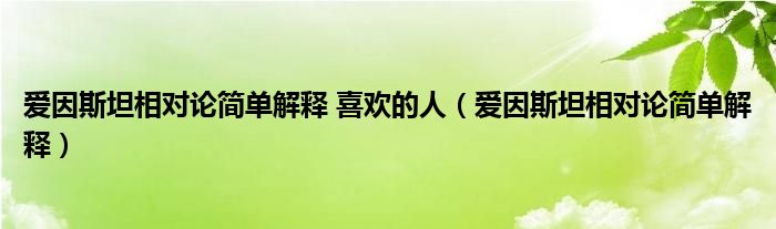 爱因斯坦相对论简单解释 喜欢的人（爱因斯坦相对论简单解释）
