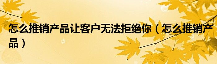 怎么推销产品让客户无法拒绝你（怎么推销产品）
