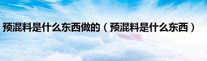 预混料是什么东西做的（预混料是什么东西）