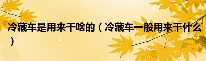 冷藏车是用来干啥的（冷藏车一般用来干什么）