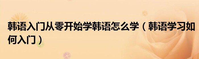 韩语入门从零开始学韩语怎么学（韩语学习如何入门）