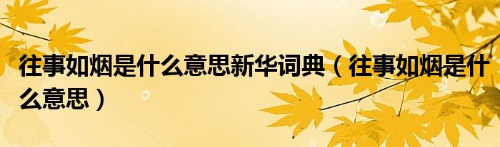 往事如烟是什么意思新华词典（往事如烟是什么意思）