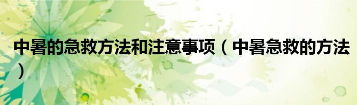 中暑的急救方法和注意事项（中暑急救的方法）