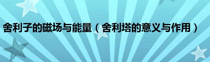 舍利子的磁场与能量（舍利塔的意义与作用）