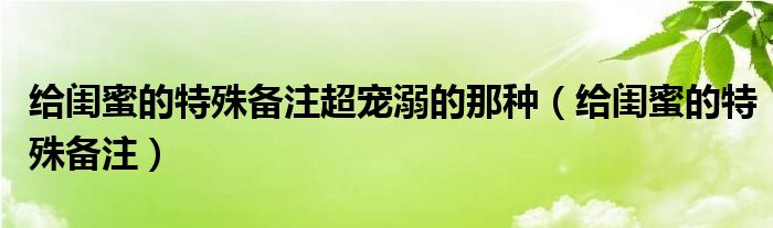 给闺蜜的特殊备注超宠溺的那种（给闺蜜的特殊备注）