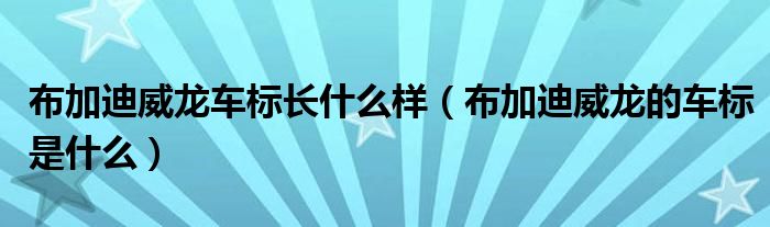 布加迪威龙车标长什么样（布加迪威龙的车标是什么）