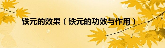 铁元的效果（铁元的功效与作用）