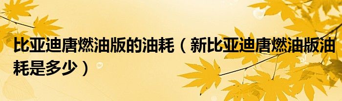 比亚迪唐燃油版的油耗（新比亚迪唐燃油版油耗是多少）