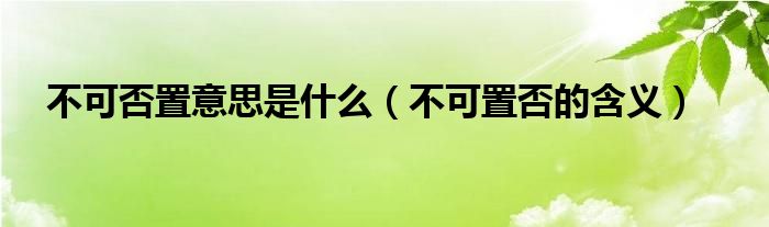 不可否置意思是什么（不可置否的含义）
